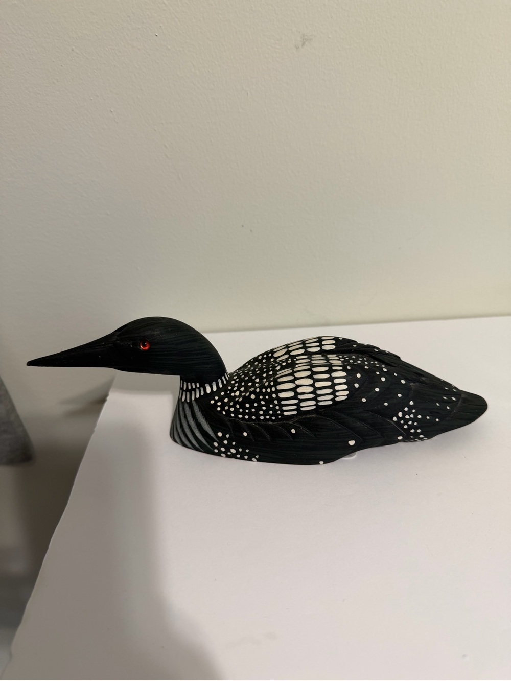 Vintage James Haddon Carved Wood Loon Bird Figurine 8.5”